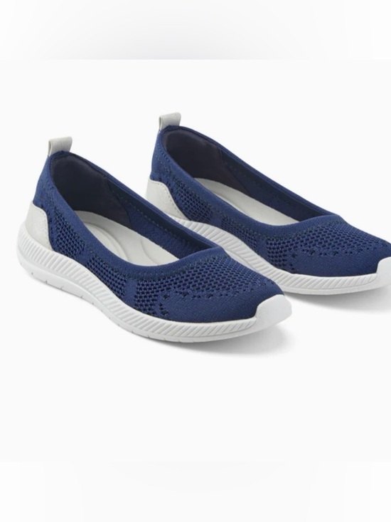 Easy Spirit Shoes - Easy Spirit Glitz Navy Knit Walking Slip On Sneaker Shoes Size  7